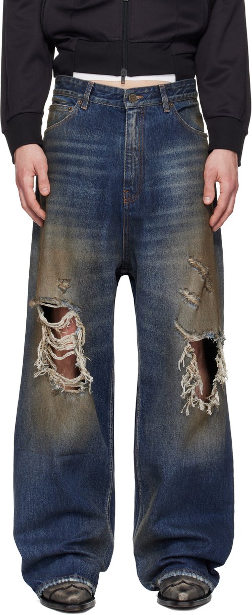 VETEMENTS Trashed Jeans - Washed/Out Blue - ME76DP072D