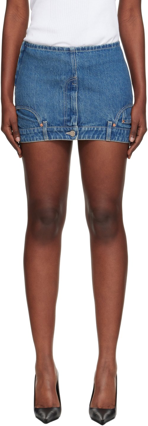 VETEMENTS Blue Upside-Down Denim Miniskirt - Vintage Blue - WH76DK007VB