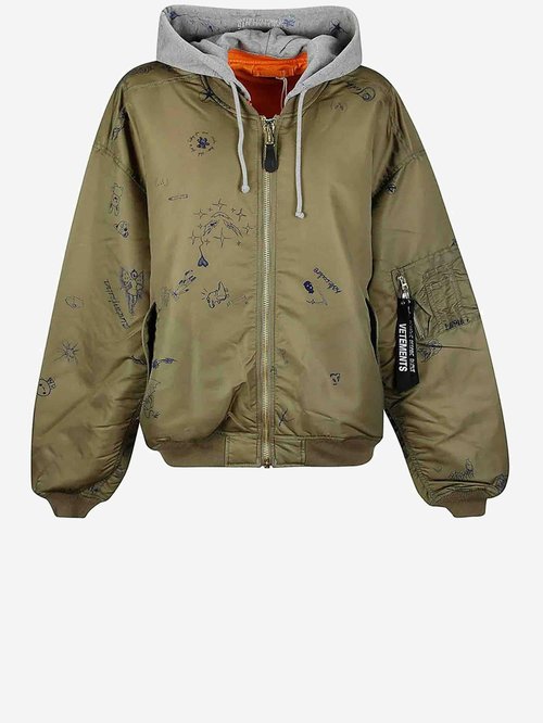 VETEMENTS Bomber Jacket With Graphic Prints - UE54JA240ZGREEN