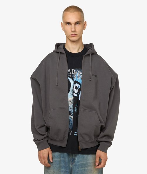 VETEMENTS Gray Boxing Logo Oversized Zip-Up Hoodie - Magnet - UH76ZU160M