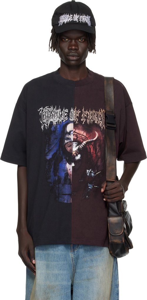 VETEMENTS Cof Cut-Up Oversized T-Shirt - Black/Red - UCF76TR900BR