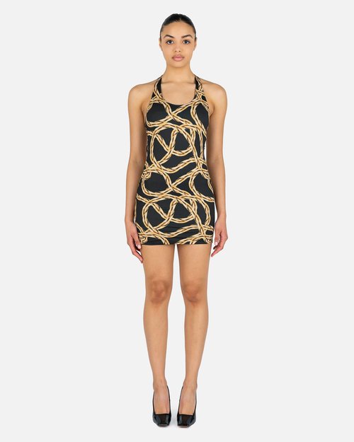 VETEMENTS Chain Open Back Mini Dress - Black/Gold - WE52DR180B