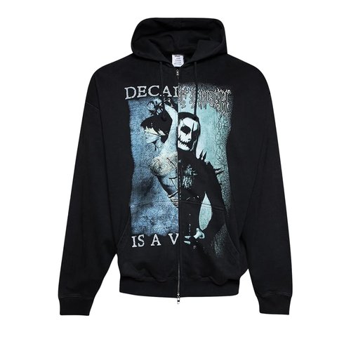 VETEMENTS Cof Cut-Up Oversized Zip-Up Hoodie - UCF76ZU950BBBLAC