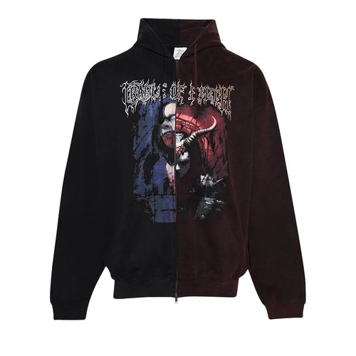 VETEMENTS Cof Cut-Up Oversized Zip-Up Hoodie - UCF76ZU900BRBLAC