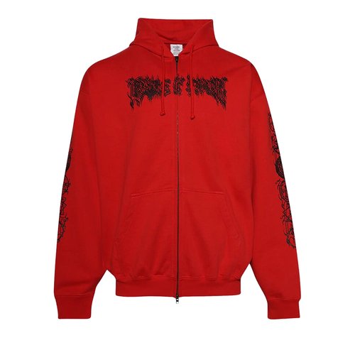 VETEMENTS Cof Double Logo Oversized Zip-Up Hoodie - UCF76ZU300RRED