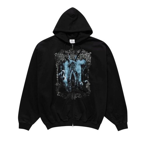 VETEMENTS Cradle of Filth Butterfly Oversized Zip Up Hoodie - UCF76ZU800BWASH