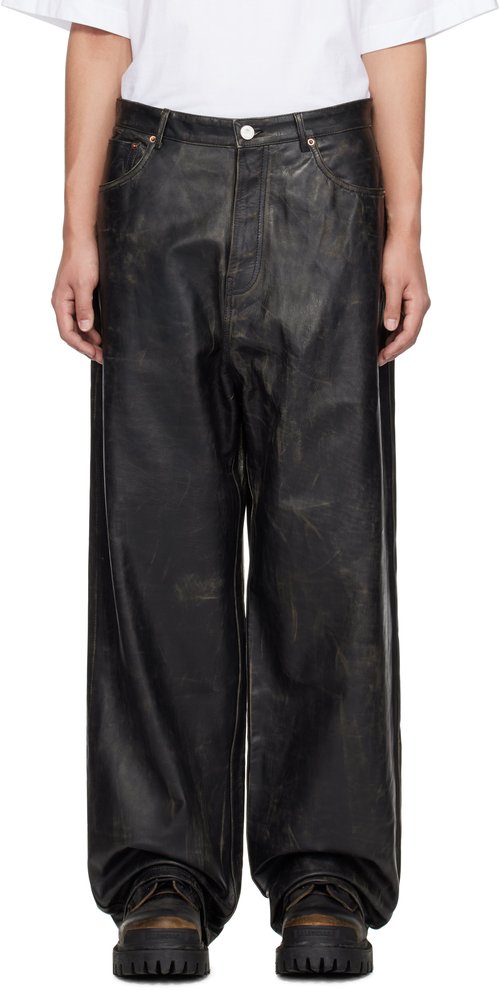 VETEMENTS Distressed Leather Pants - Black - UA66PA200X