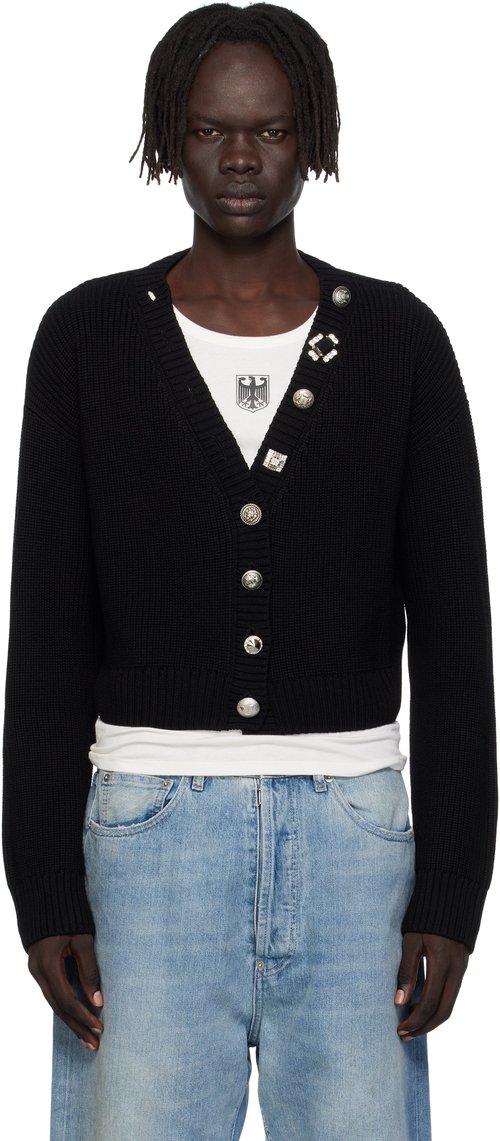 VETEMENTS Fancy Button Mini Cardigan - Black - WH76KN220B