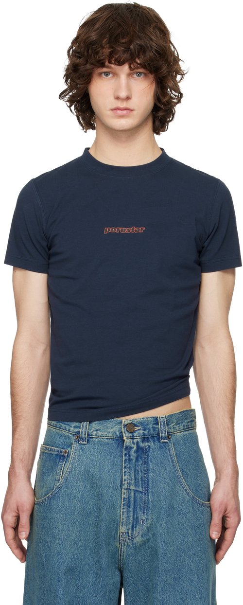 VETEMENTS Pornstar Fitted T-Shirt - Navy - ME76TR215N