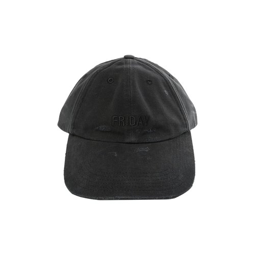 VETEMENTS Friday Distressed Cap - Black - UE76CA326B