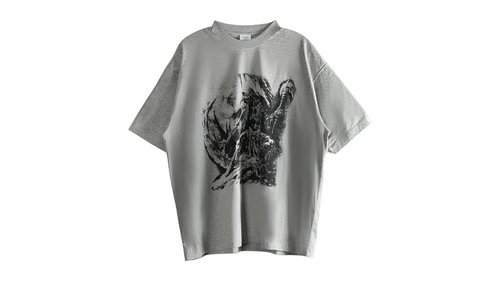 VETEMENTS Goth Oversized T-Shirt - Grey Melange - UH76TR800G