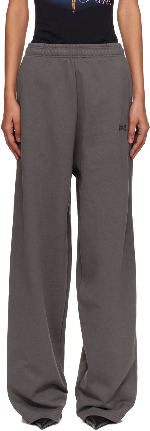 VETEMENTS Gray Boxing Logo Baggy Sweatpants - Magnet - UH76SP160M