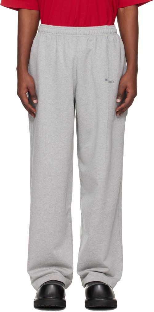 VETEMENTS Gray Cut Sweatpants - Grey Melange - ME76SP208G
