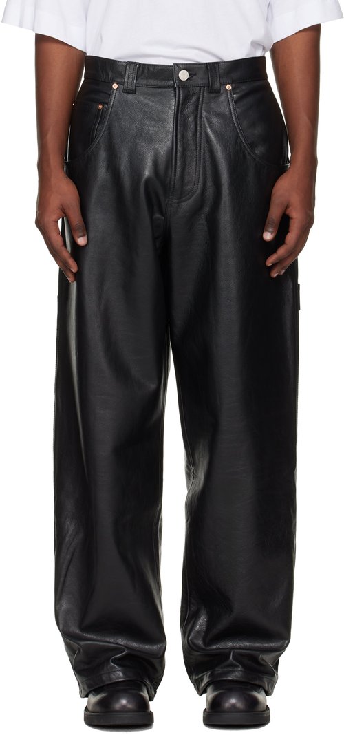 VETEMENTS Leather Hip-Hop Pants - Black - ME76LP018B