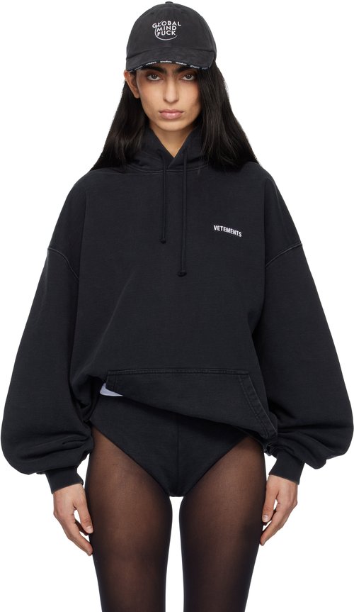 VETEMENTS Iconic Logo Hoodie - Black - ME76HD137B