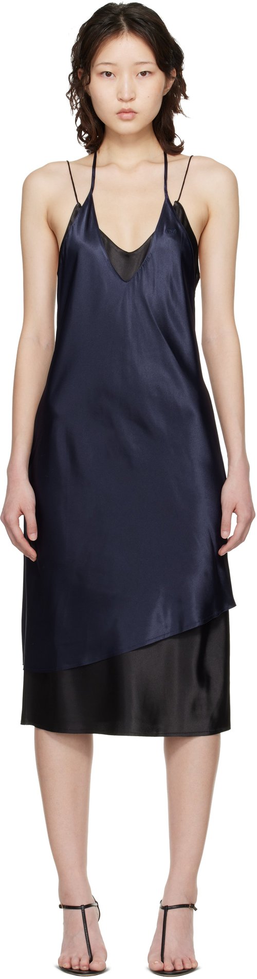 VETEMENTS & Layered Minidress - Black/Navy - WE76DR446BN