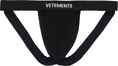 VETEMENTS Logo Jockstrap - Black/Black - MH76UN200BB