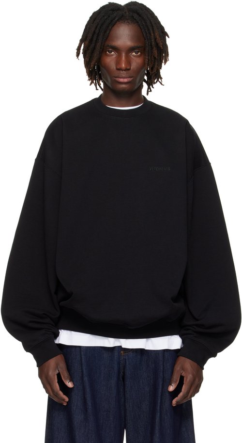 VETEMENTS Logo Oversized Sweatshirt - Black - UH76CW100B