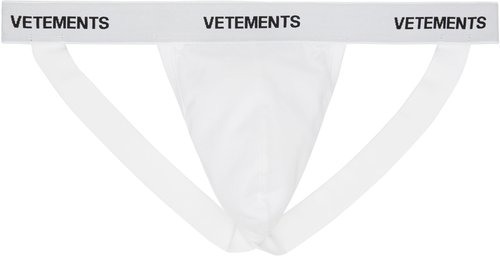 VETEMENTS Logo-Woven Jock Strap - White - MA66UN110W
