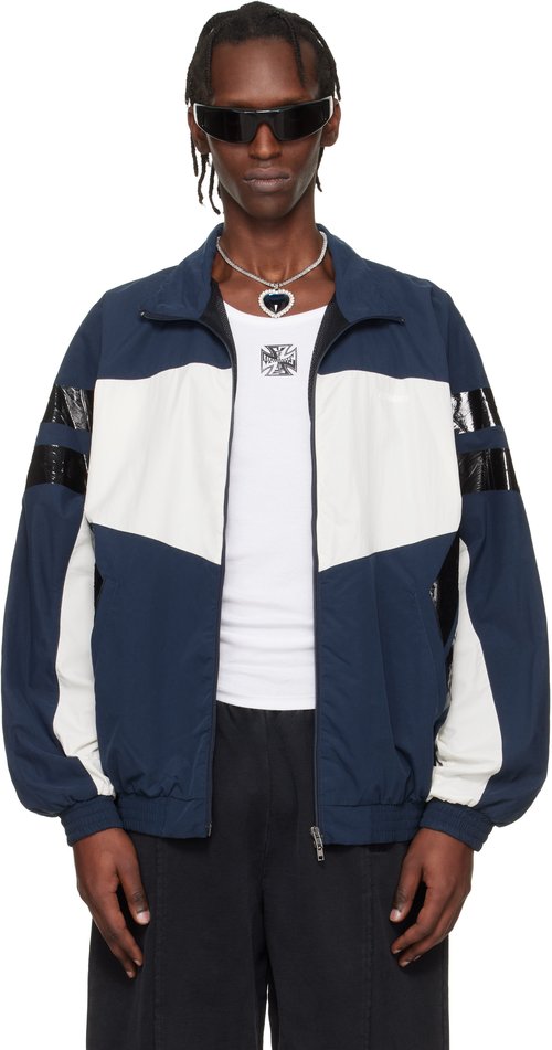 VETEMENTS Navy & Taped Track Jacket - Blue/White - ME76GJ111NW