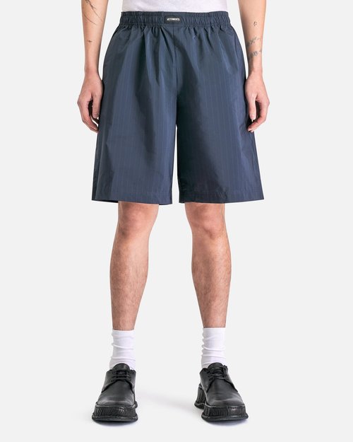 VETEMENTS Paper Poplin Tailored Shorts - Black Pinstripe - UE64SS400BW-S-S