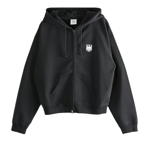 VETEMENTS Polizei Fitted Zip-Up Hoodie - Washed Black - UH76ZU330B