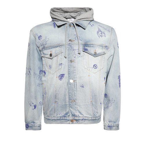 VETEMENTS Scribbled Hooded Denim Jacket | Size M - UA66JA520L
