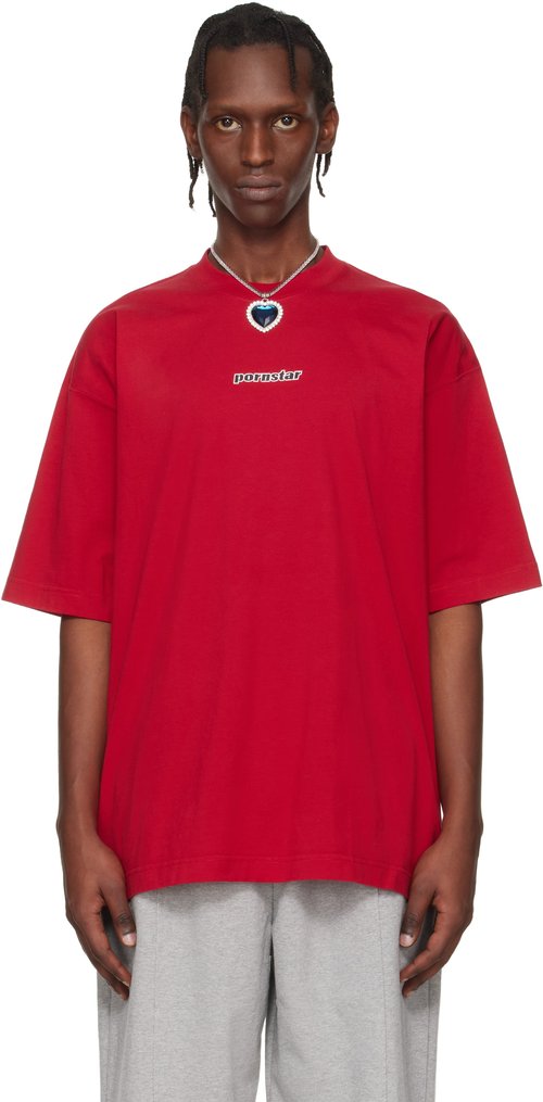 VETEMENTS Pornstar T-Shirt - Red - ME76TR217R