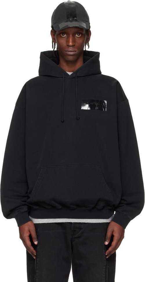 VETEMENTS Taped Logo Hoodie - Black - ME76HD147B