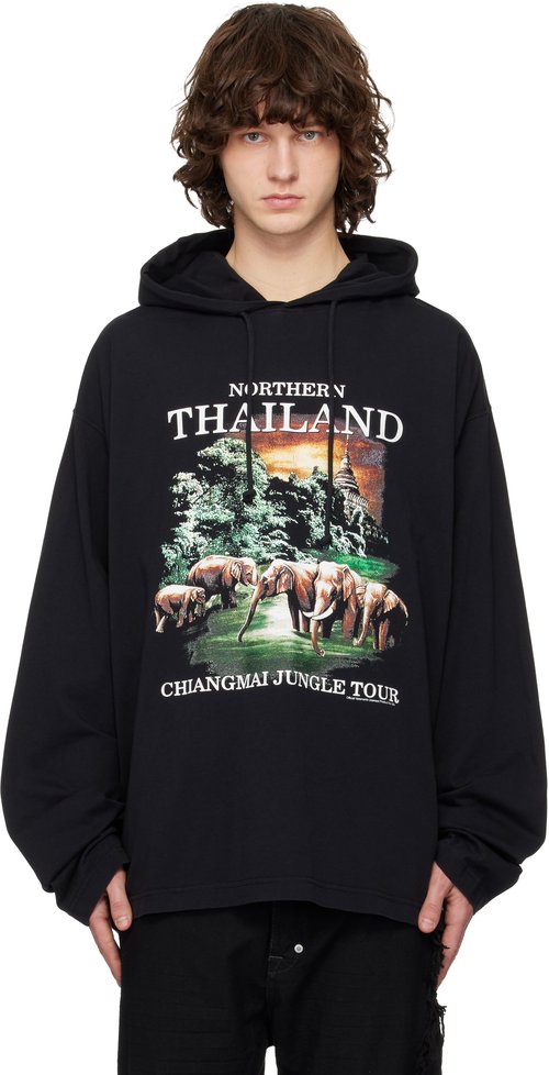 VETEMENTS Tourist Light Hoodie - Black - ME76HD240B