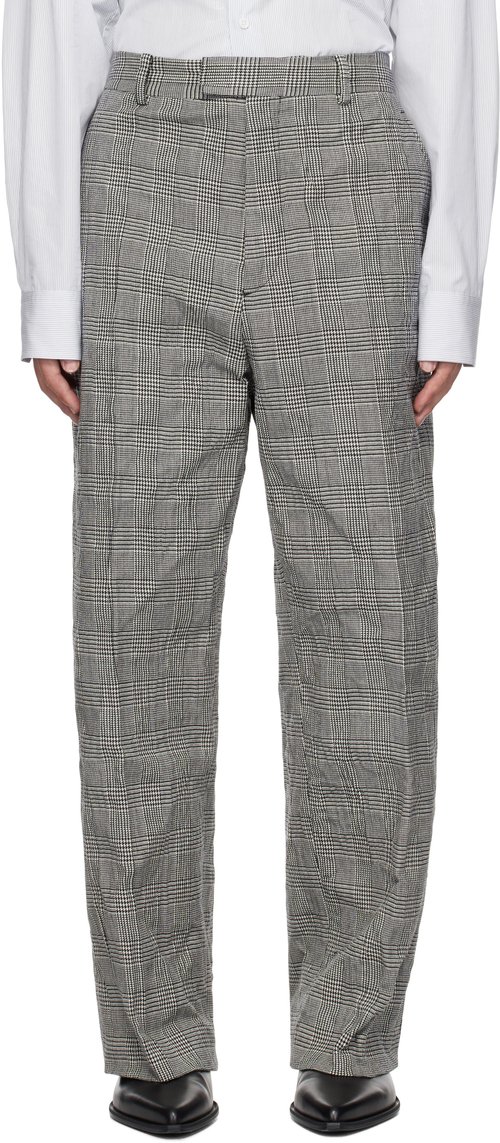 VETEMENTS Metalized Wrinkled Tailored Pants - Grey Check - UA66PA110G