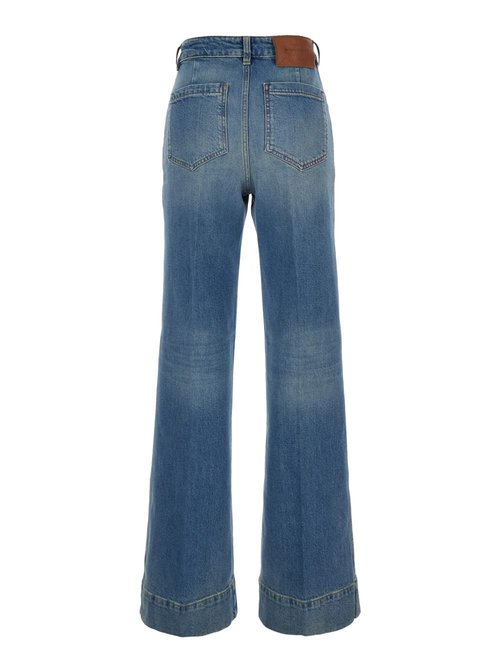 Victoria Beckham alina Blue Jeans With Belt Loops And Logo Embroidery On The Pocket In Denim - 1325DJE005218UR7667