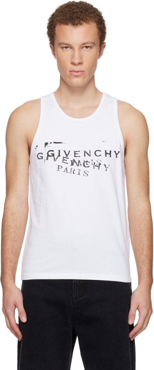 White Stamp Print Tank Top - -White - BM71NH3YSA100100