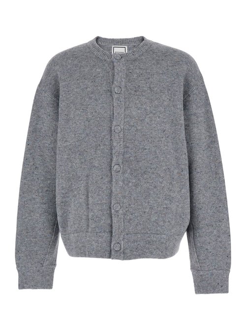 WOOYOUNGMI Grey Crewneck Cardigan With Logo Detail On The Rear In Wool Blend Man - W253KN06510G