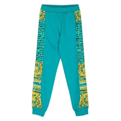 Young Versace Barocco Cotton Sweatpants - Green - 1006760-1A09000-2GG60