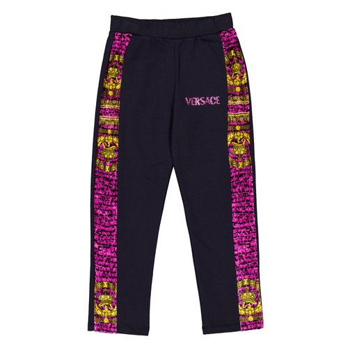 Young Versace Barocco Crocodile Logo Sweatpants - Black/Gold Tone/Pink - 1012465-1A09005-6BE40