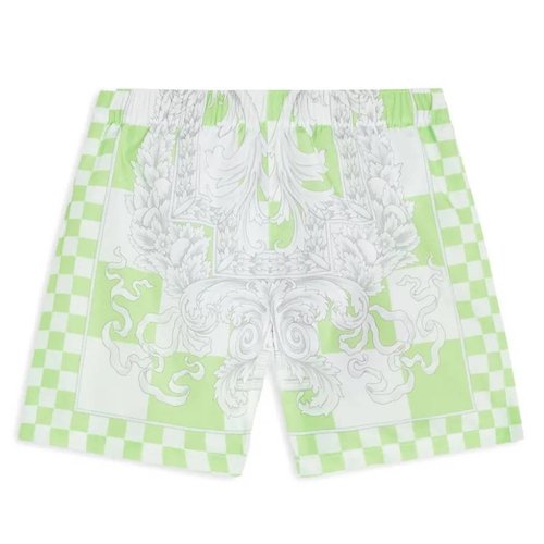 Young Versace Checkerboard Barocco Swim Shorts - Green/White - 1000271-1A10940-5X520