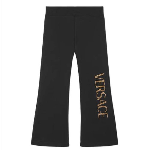 Young Versace Crystal Logo Sweatpants - Black/Gold Tone - 1011098-1A11477-2B130
