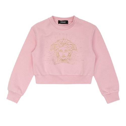 Young Versace Crystal Medusa Cotton Sweatshirt - Blue/Pink - 1018192-1A13047-2PL00