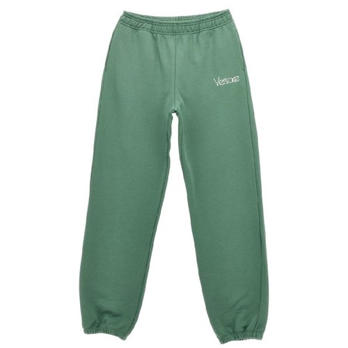 Young Versace Logo Embroidered Cotton Sweatpants - White - 1018341-1A12998-2GL10