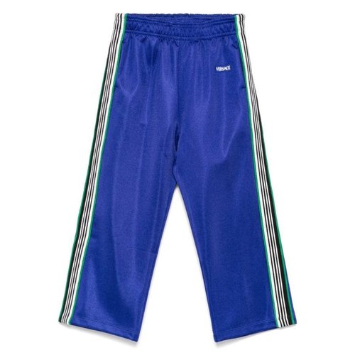 Young Versace Logo Embroidered Sweatpants - Black/Blue/White - 1018288-1A13060-6UC30