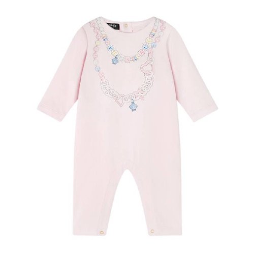 Young Versace Logo-Print Necklace Babygrow - Blue/Multi-Color/Pink - 1017952-1A12855-2PW20