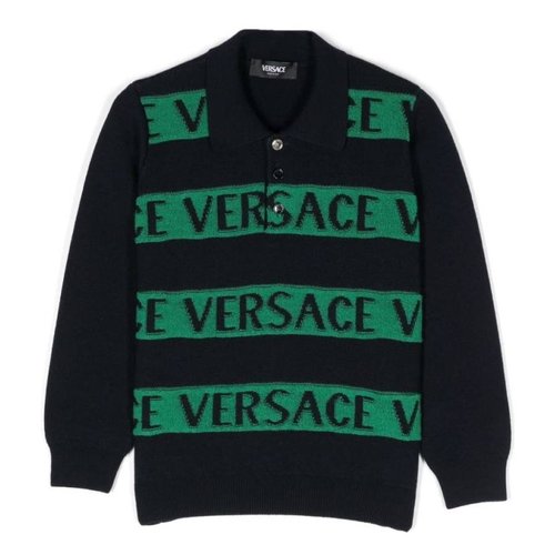 Young Versace Logo Towel Jacquard Jumper - 1015934-1A11128-2UT70