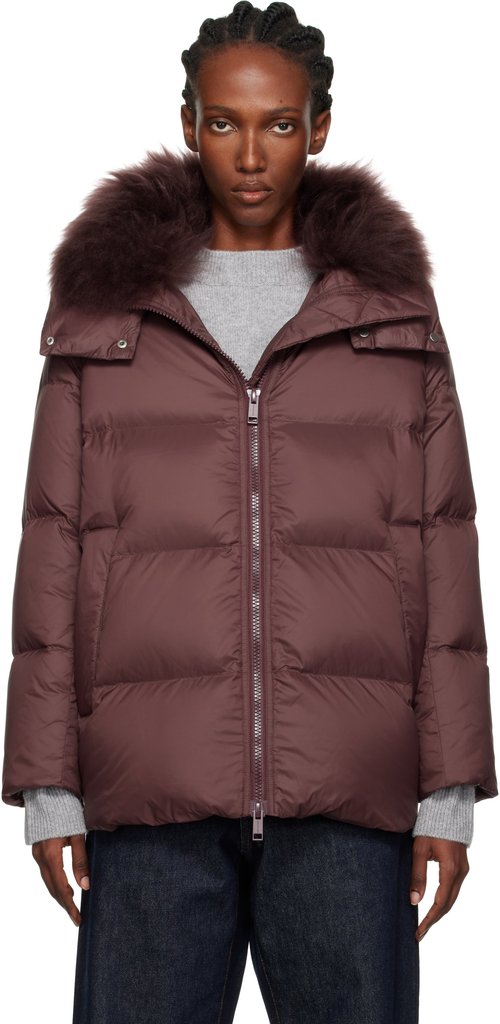 Yves Salomon Black Iconic A Line Lambswool Collar Down Jacket - C99 Noir - 26W24WFM01576M07W