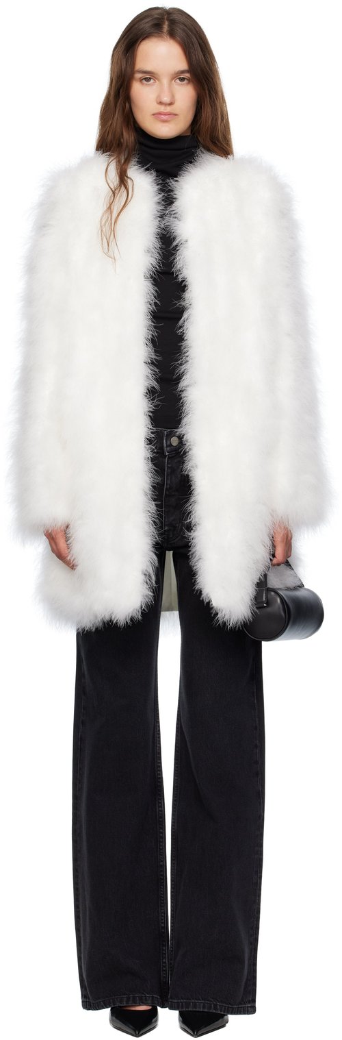 Yves Salomon Black Long Feather Coat - C99 Noir - 26W24EYM31185PLUX