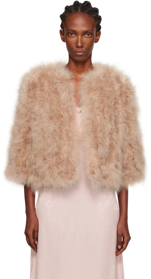 Yves Salomon Pink Short Feather Jacket - A5176 Glycine - 26W23WAV15454PLUX
